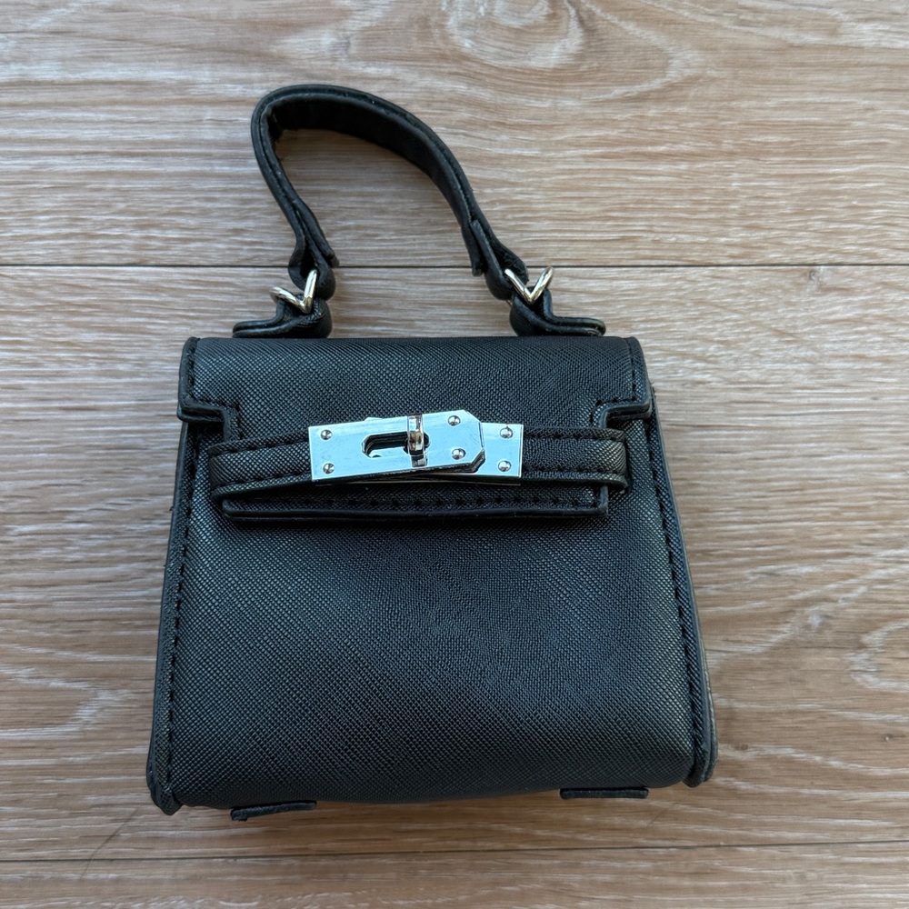 Black Mini {Micro}Handbag with Silver Hardware